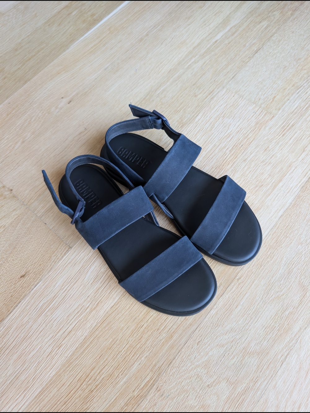 Camper Navy Suede Two-Strap Women's Sandals